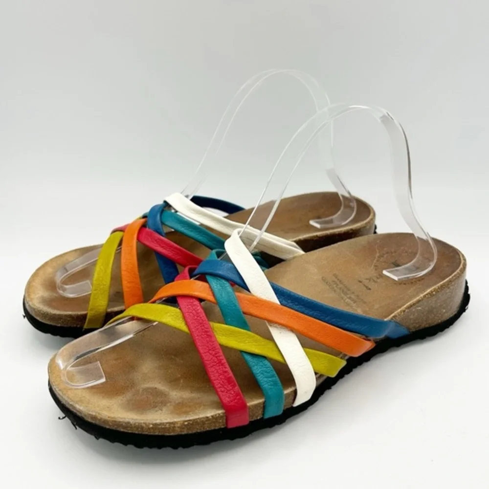 Think! Womens Multicolor Woven Strappy‎ Slide Sandals Shoe Size 40